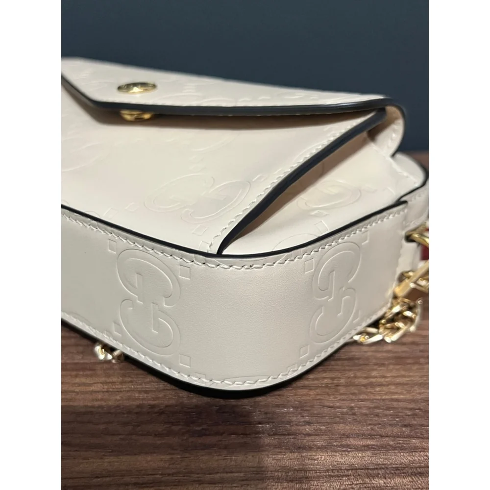 Gucci Jumbo GG Embossed Super Mini Shoulder Bag w/ Unbranded Strap - Picture 7 of 16